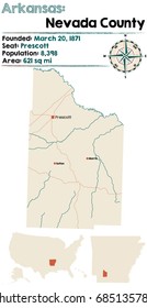Large and detailed map of Arkansas - Nevada county