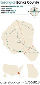 Large and detailed map of Banks county in Georgia, USA.