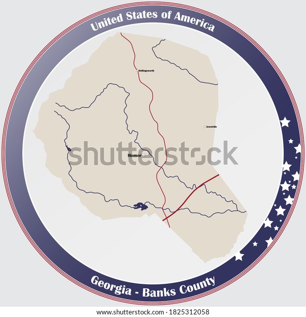 Large Detailed Map Banks County Georgia Stock Vector Royalty Free 1825312058 Shutterstock 5252