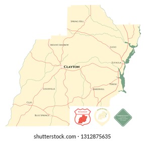 Large and detailed map of Barbour county in Alabama, USA
