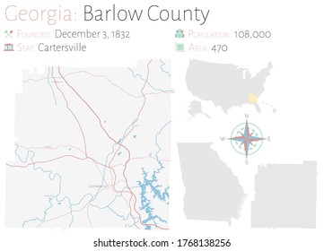 Große und detaillierte Karte des Bezirks Barlow in Georgia, USA.