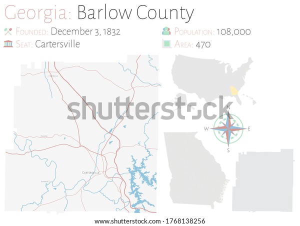 Large Detailed Map Barlow County Georgia Stock Vector (Royalty Free ...