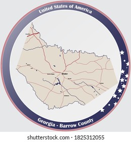 Large and detailed map of Barrow county in Georgia, USA.