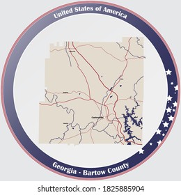 Large And Detailed Map Of Bartow County In Georgia, USA.