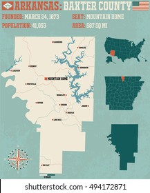 Large and detailed map of Baxter County in Arkansas