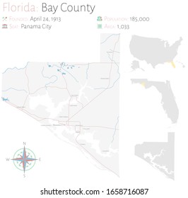 Large And Detailed Map Of Bay County In Florida, USA.