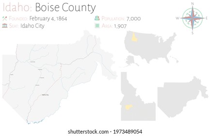 Large And Detailed Map Of Boise County In Idaho, USA.