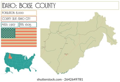Mapa grande e detalhado de Boise County, Idaho Portugal.
