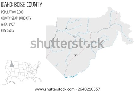 Large and detailed map of Boise County in Idaho, USA.