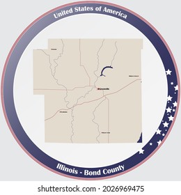 Mapa grande y detallado del condado de Bond en Illinois, EEUU.