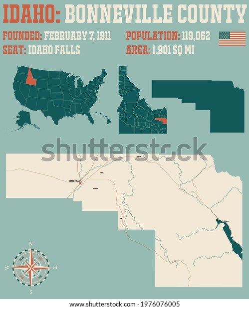 Large Detailed Map Bonneville County Idaho Stock Vector (Royalty Free ...