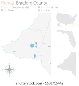 Große und detaillierte Karte von Bradford County in Florida, USA.