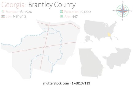 Large Detailed Map Brantley County Georgia Stock Vector (Royalty Free ...