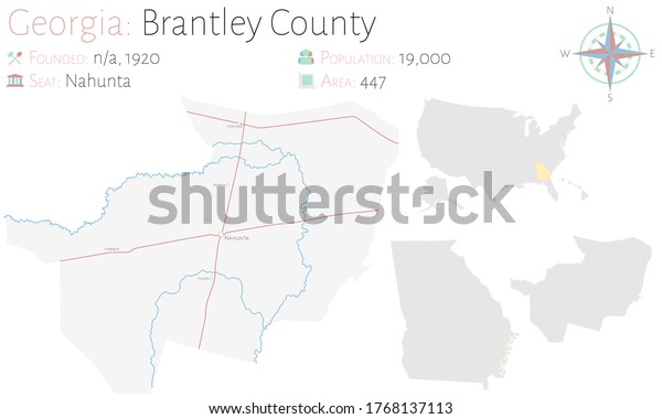 Large Detailed Map Brantley County Georgia Stock Vector (Royalty Free ...