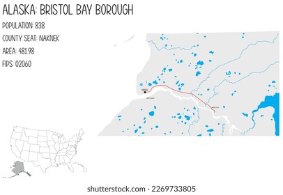 Large and detailed map of Bristol Bay Borough in Alaska, USA.