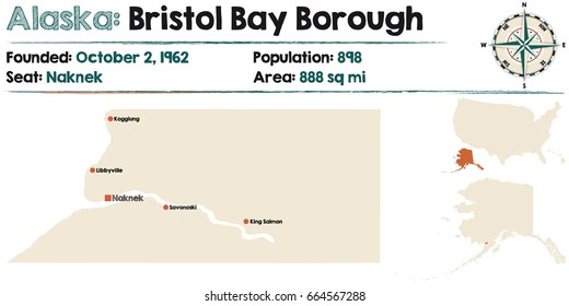 Large and detailed map of Bristol Bay Borough in Alaska.