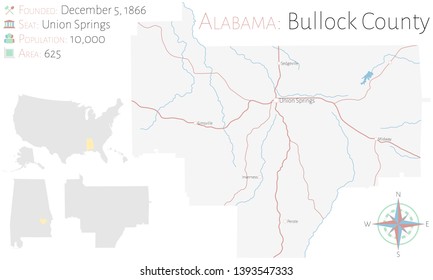 Large And Detailed Map Of Bullock County In Alabama, USA
