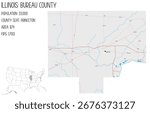 Large and detailed map of Bureau County in Illinois, USA.