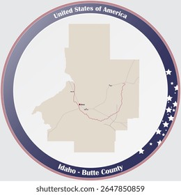 Grote en gedetailleerde kaart van Butte County in Idaho, VS.