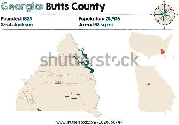 Large Detailed Map Butts County Georgia Stock Vector (Royalty Free ...