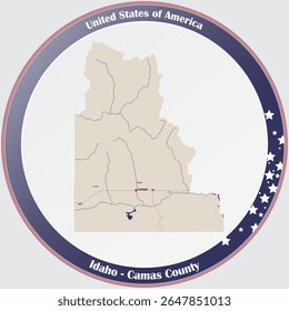 Mapa grande e detalhado do condado de Camas em Idaho, EUA.