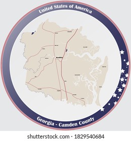 Large and detailed map of Camden county in Georgia, USA.