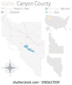 Large And Detailed Map Of Canyon County In Idaho, USA.