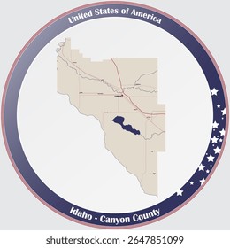 Grande y detallado mapa de Canyon en Idaho, Estados Unidos.