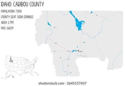 Grosse und detaillierte Karte von Caribbean County in Idaho, USA.