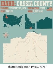 Large And Detailed Map Of Cassia County In Idaho, USA.