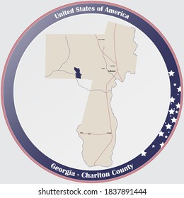 Mapa grande y detallado del condado de Charlton en Georgia, EEUU.