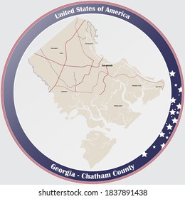 Large And Detailed Map Of Chatham County In Georgia, USA.