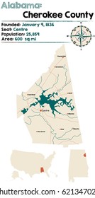 Large and detailed map of Cherokee County in Alabama