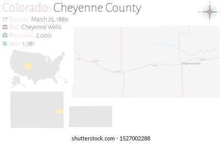 Large and detailed map of  Cheyenne county in Colorado, USA.