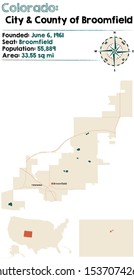 Large and detailed map of city & county od Broomfield in Colorado, USA.