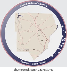 Large And Detailed Map Of Cobb County In Georgia, USA.