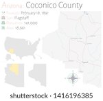 Large and detailed map of Coconico county in Arizona, USA.