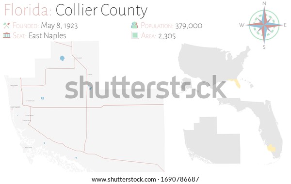 Large Detailed Map Collier County Florida Stock Vector (Royalty Free ...