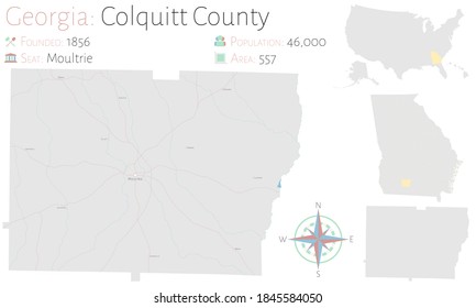 Large Detailed Map Colquitt County Georgia Stock Vector (Royalty Free ...