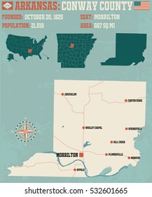 Large And Detailed Map Of Conway County In Arkansas