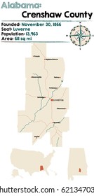 Large and detailed map of Crenshaw County in Alabama