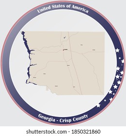 Large and detailed map of Crisp county in Georgia, USA.