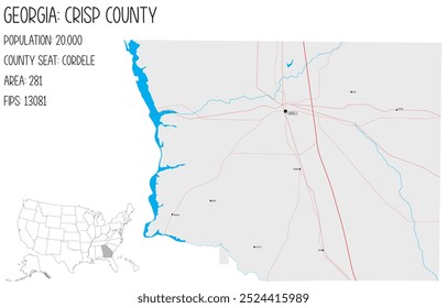 Mapa grande e detalhado de Crisp County, Georgia, Estados Unidos da América.