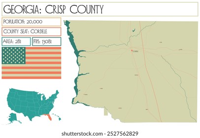 Mapa grande e detalhado de Crisp County, Georgia Portugal.