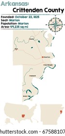 Large and detailed map of Crittenden County in Arkansas