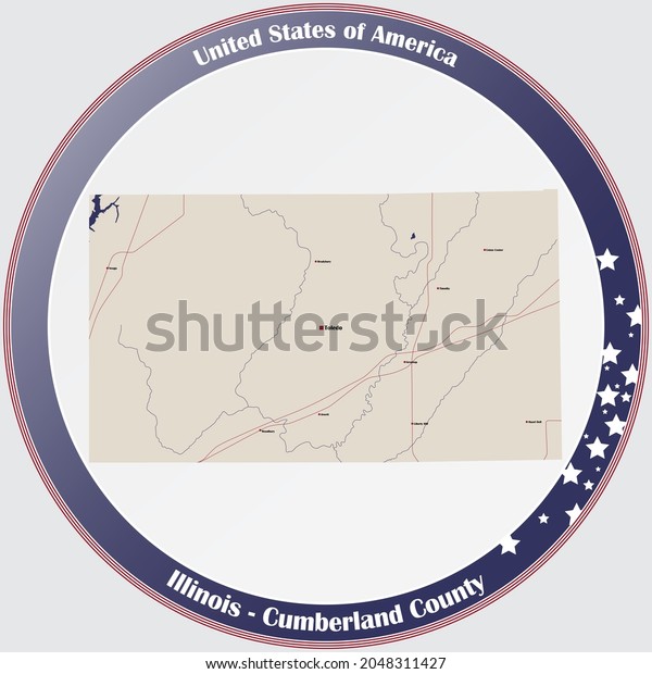 Large Detailed Map Cumberland County Illinois Stock Vector (Royalty ...