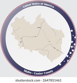 Large and detailed map of Custer county in Idaho, USA.