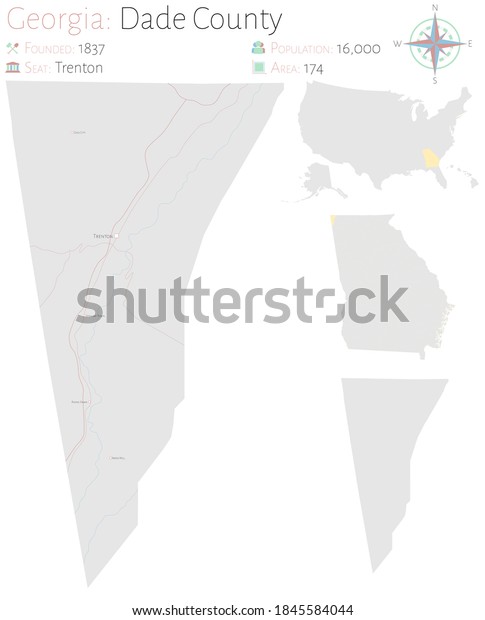 Large Detailed Map Dade County Georgia Stock Vector (Royalty Free ...