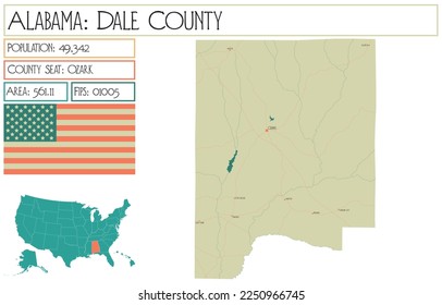 Large and detailed map of Dale county in Alabama, USA. svg