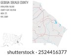 Large and detailed map of DeKalb County in Georgia, USA.